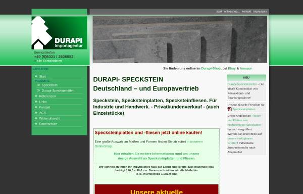 Vorschau von www.durapi.com, Durapi Importagentur, Inh. Pekka Boegens