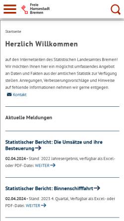 Vorschau der mobilen Webseite www.statistik.bremen.de, Statistisches Landesamt Bremen