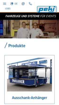 Vorschau der mobilen Webseite www.peki.com, PEKI Karosserie- und Fahrzeugtechnik GmbH