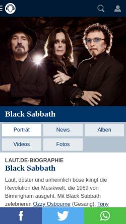 Vorschau der mobilen Webseite www.laut.de, laut.de: Black Sabbath