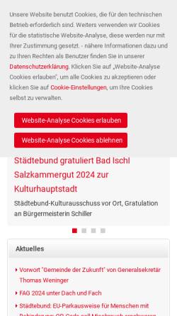 Vorschau der mobilen Webseite www.staedtebund.gv.at, Österreichischer Städtebund - Gemeinden im Internet