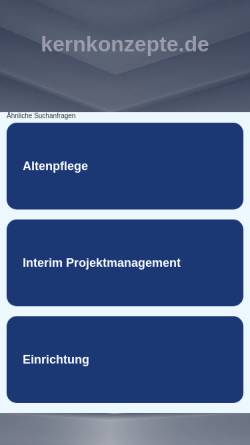Vorschau der mobilen Webseite www.kernkonzepte.de, Dr. phil. Isa Grüber, Praxis für Kinesiologie, Coaching und Traumatherapie