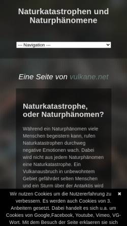 Vorschau der mobilen Webseite www.naturkatastrophen.mobi, Naturkatastrophen und Naturphänomene