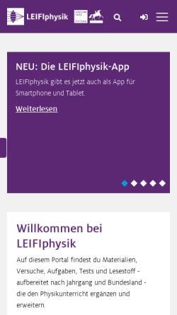 Vorschau der mobilen Webseite www.leifiphysik.de, Leifi Physikportal