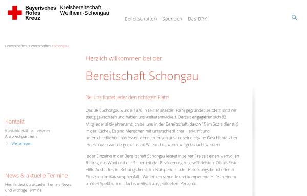 Vorschau von www.brk-schongau.de, Bayerisches Rotes Kreuz - Bereitschaft Schongau