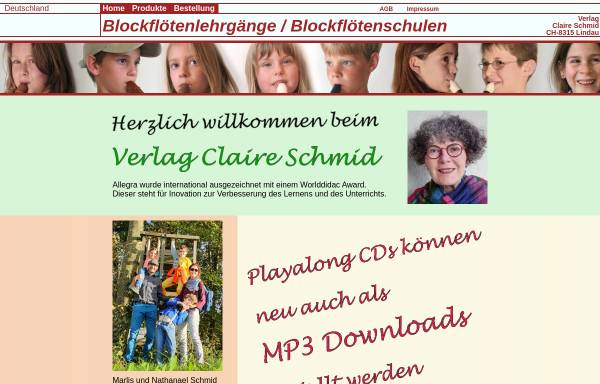 Vorschau von www.blockfloetenlehrgang.de, Verlag Claire Schmid - Blockflötenlehrgänge