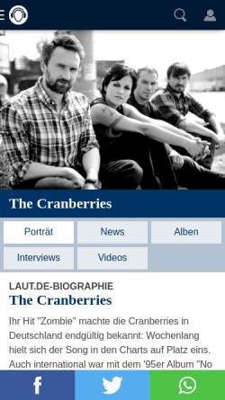 Vorschau der mobilen Webseite www.laut.de, WORT.LAUT: The Cranberries