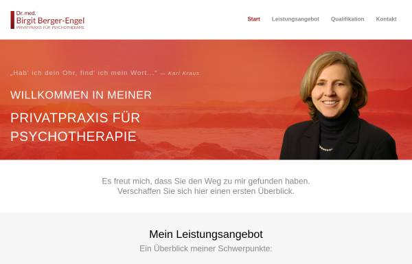 Vorschau von berger-engel.de, Berger-Engel, Dr. med. Birgit, Privatpraxis für Psychotherapie
