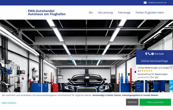 Vorschau von www.ewa-autohaus.de, EWA Autohandel GmbH am Flughafen Hahn