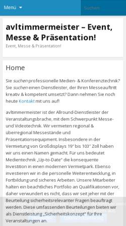 Vorschau der mobilen Webseite www.avltimmermeister.de, André Timmermeister, Meister der Veranstaltungstechnik