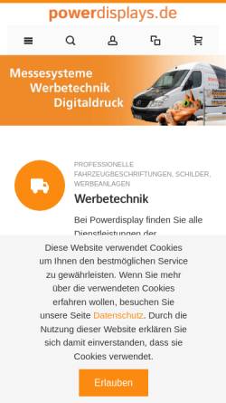 Vorschau der mobilen Webseite powerdisplays.de, Powerdisplay GmbH