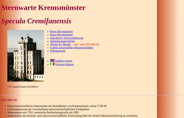 Vorschau von www.specula.at, Sternwarte der Benediktiner Kremsmünster
