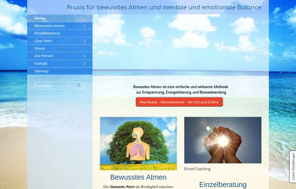 Vorschau von www.bewusstesatmen.de, Praxis für bewusstes Atmen und mentale und emotionale Balance Chantal Fleurant