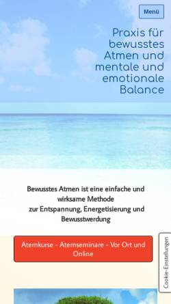 Vorschau der mobilen Webseite www.bewusstesatmen.de, Praxis für bewusstes Atmen und mentale und emotionale Balance Chantal Fleurant