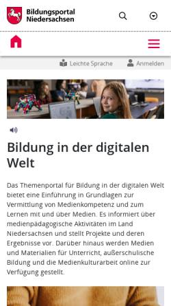 Vorschau der mobilen Webseite www.nibis.de, Nibis: Medienkompetenz und Schulentwicklung in Niedersachsen