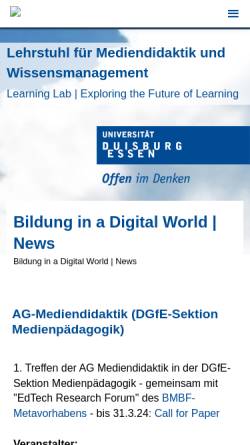 Vorschau der mobilen Webseite mediendidaktik.uni-duisburg-essen.de, Lehrstuhl für Mediendidaktik und Wissensmanagement