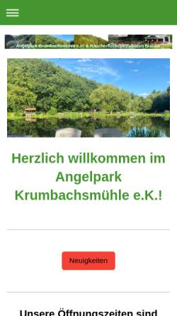 Vorschau der mobilen Webseite www.angelpark.eu, Angelpark Krumbachsmühle