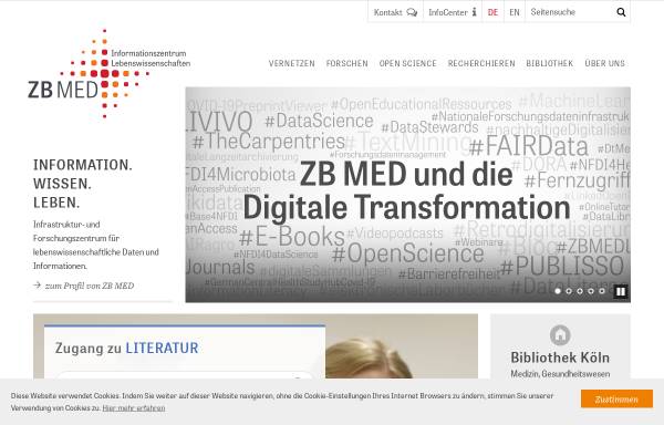 Vorschau von www.zbmed.de, Deutsche Zentralbibliothek für Medizin (ZB MED) Leibniz-Informationszentrum Lebenswissenschaften