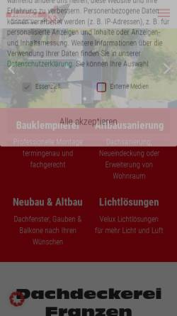 Vorschau der mobilen Webseite www.franzen-dachdeckerei.de, Dachdeckerei Franzen