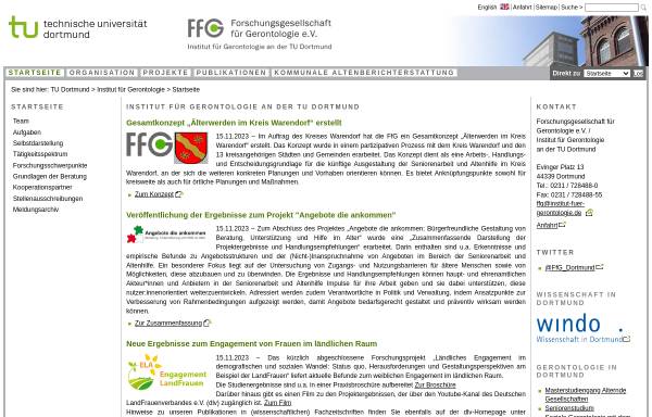 Vorschau von www.ffg.tu-dortmund.de, Institut für Gerontologie an der Universität Dortmund