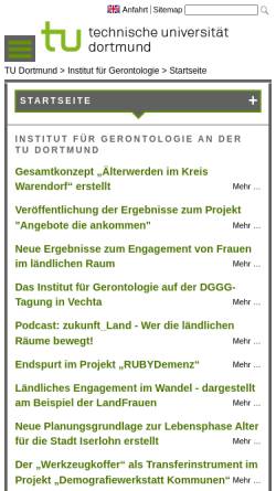 Vorschau der mobilen Webseite www.ffg.tu-dortmund.de, Institut für Gerontologie an der Universität Dortmund