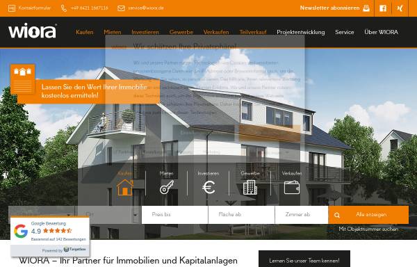 Vorschau von www.wiora.de, Wiora Immobilien