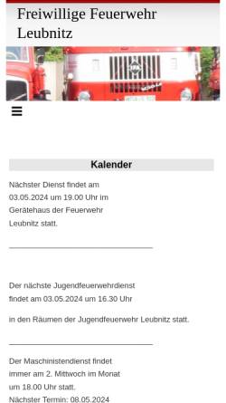 Vorschau der mobilen Webseite freiwillige-feuerwehr-leubnitz.de, Freiwillige Feuerwehr Leubnitz