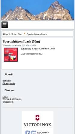 Vorschau der mobilen Webseite www.schuetzen-ibach.ch, Sportschützen Ibach