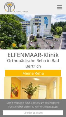 Vorschau der mobilen Webseite www.elfenmaar-klinik.de, Elfenmaar-Klinik: GmbH & CoKG