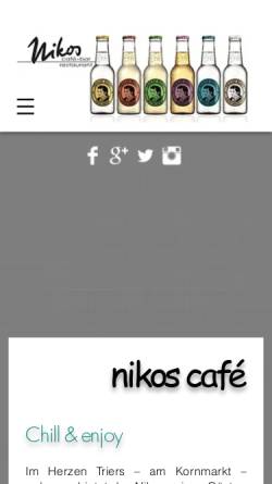 Vorschau der mobilen Webseite www.nikos-trier.de, Nikos am Kornmarkt - Café - Bar - Restaurant