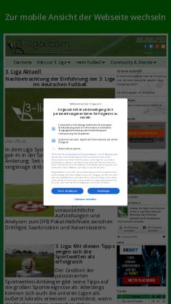Vorschau der mobilen Webseite www.3-liga.com, 3. Bundesliga Fußball Portal