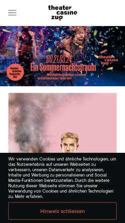 Vorschau der mobilen Webseite www.theatercasino.ch, Theater und Musikgesellschaft Zug - TMGZ