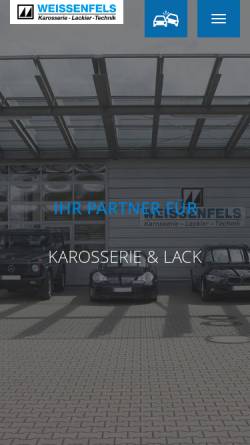 Vorschau der mobilen Webseite www.autounfall-weissenfels.de, Weissenfels Karosserie-Lackier-Technik GmbH