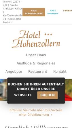 Vorschau der mobilen Webseite www.haus-hohenzollern.de, Haus Hohenzollern