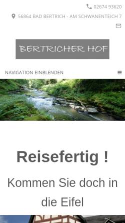 Vorschau der mobilen Webseite www.bertricher-hof.de, Hotel Restaurant Bertricher Hof