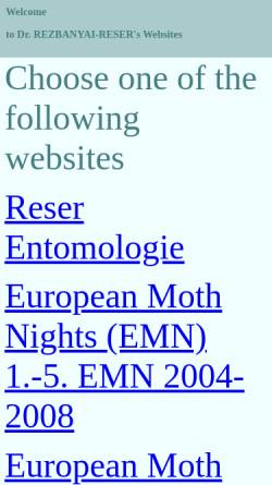 Vorschau der mobilen Webseite reserentomologie.ch, Schmetterlingsforschung (Reser, Dr. Ladislaus)