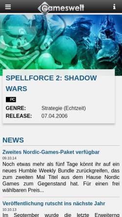 Vorschau der mobilen Webseite www.gameswelt.de, Gamewelt: SpellForce 2