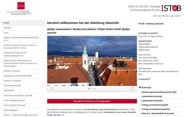 Vorschau von www.slavistik.uni-mainz.de, Johannes-Gutenberg-Universität Mainz - Institut für Slavistik