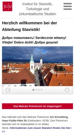 Vorschau der mobilen Webseite www.slavistik.uni-mainz.de, Johannes-Gutenberg-Universität Mainz - Institut für Slavistik
