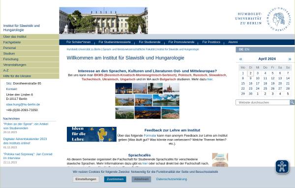 Vorschau von www.slawistik.hu-berlin.de, Humboldt-Universität zu Berlin - Institut für Slawistik