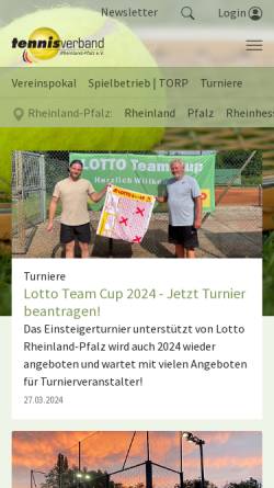 Vorschau der mobilen Webseite www.rlp-tennis.de, Tennisverband Rheinland-Pfalz e.V.