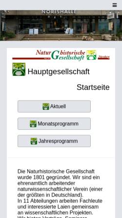 Vorschau der mobilen Webseite www.nhg-nuernberg.de, Naturhistorische Gesellschaft Nürnberg