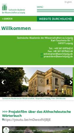 Vorschau der mobilen Webseite www.saw-leipzig.de, Sächsische Akademie der Wissenschaften zu Leipzig