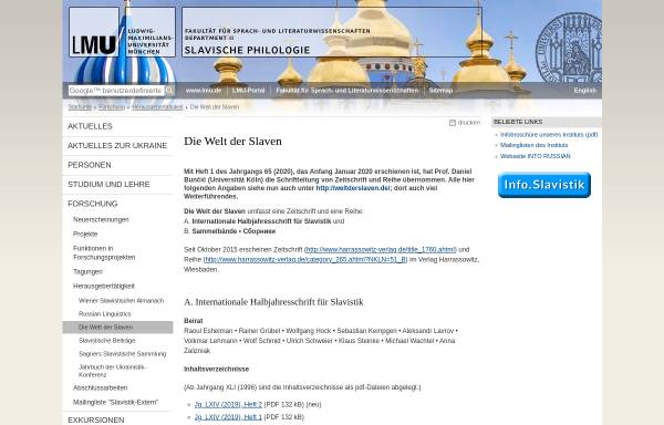 Vorschau von www.slavistik.uni-muenchen.de, Die Welt der Slaven
