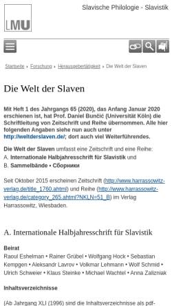 Vorschau der mobilen Webseite www.slavistik.uni-muenchen.de, Die Welt der Slaven