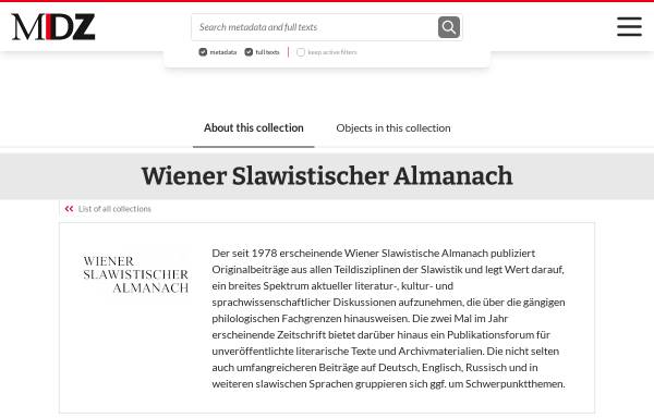 Vorschau von periodika.digitale-sammlungen.de, Wiener Slawistischer Almanach