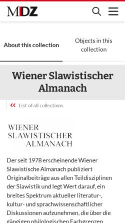 Vorschau der mobilen Webseite periodika.digitale-sammlungen.de, Wiener Slawistischer Almanach