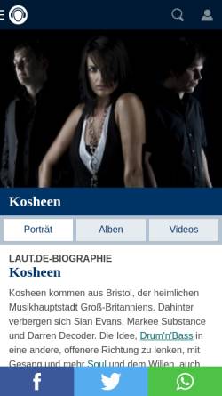 Vorschau der mobilen Webseite www.laut.de, Kosheen