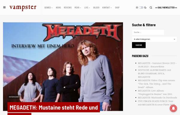 Vorschau von www.vampster.com, Vampster: Mustaine steht Rede und Antwort.