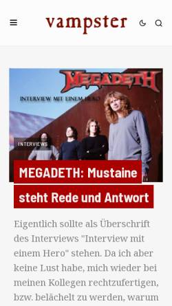 Vorschau der mobilen Webseite www.vampster.com, Vampster: Mustaine steht Rede und Antwort.